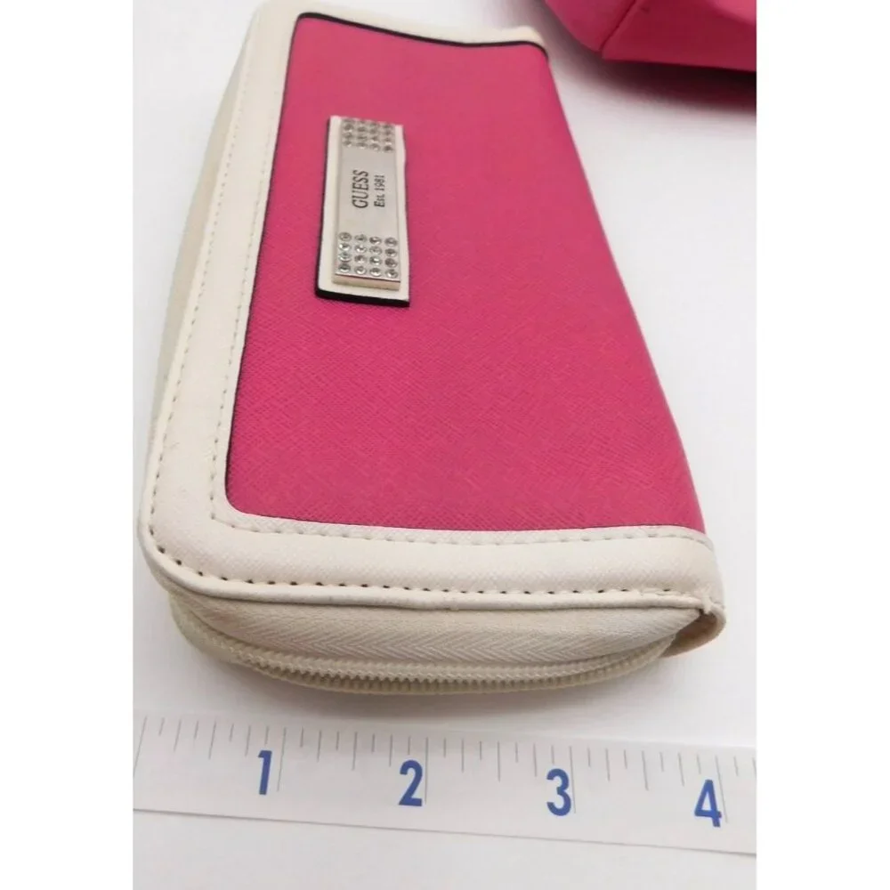 Guess Satchel Handbag with Matching Wallet Set Hot Pink White Y2K Charms